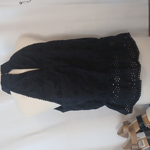 Black Eyelit Daisy Embroidery Halter Peplum Top Sz Xl - Picture 6 of 11